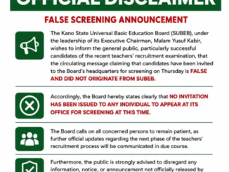 Kano SUBEB Recruitment Update 2026 – Official Warning Against Fake Screening Invitation