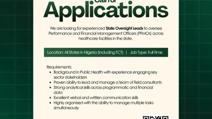 Nationwide Recruitment 2026: State Oversight Leads Needed Across All 36 States and FCT