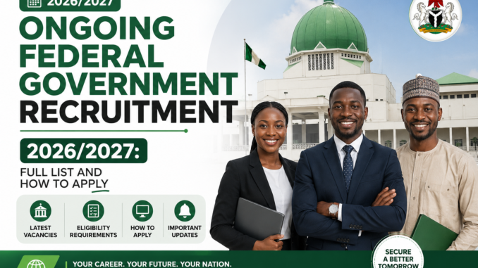Ongoing Federal Government Recruitment 2026_2027 Full List and How to Apply Ongoing Federal Government Recruitment 2026/2027: Full List and How to Apply