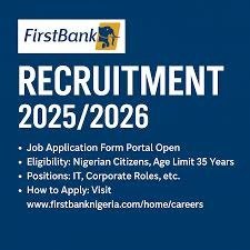 First Bank Latest Recruitment 2026